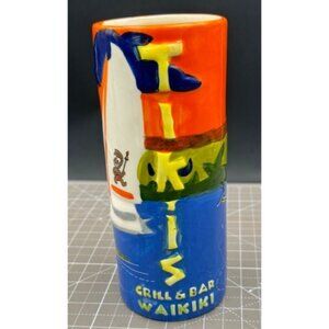 Tikis Grill Bar Waikiki Ceramic Tiki Mug Cup 7.5" J&J Sunset Sail Boat 1252/2040